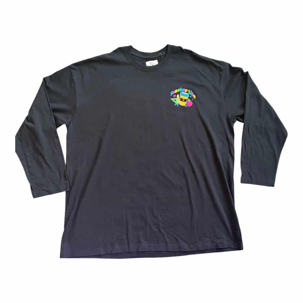 Sugar Stitch Women's Black Long Sleeved Teacher Life Colorful Graphic Tee Sz XL